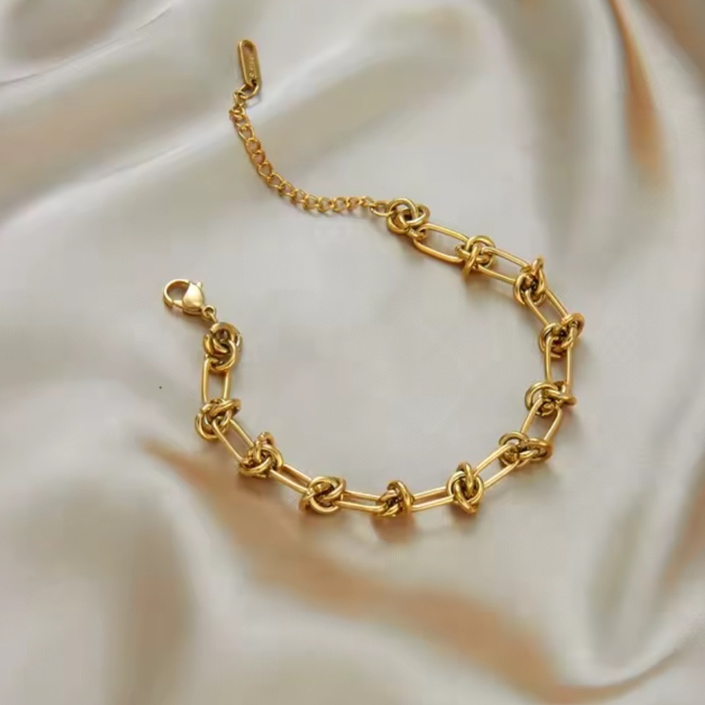 18k gold color adjustable classic Sugar Gold Knot Chain Bracelet